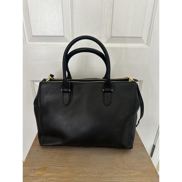 Lauren Ralph Lauren RLL Satchel Handbag Womens Black Leather Crossbody Purse - Picture 6 of 14